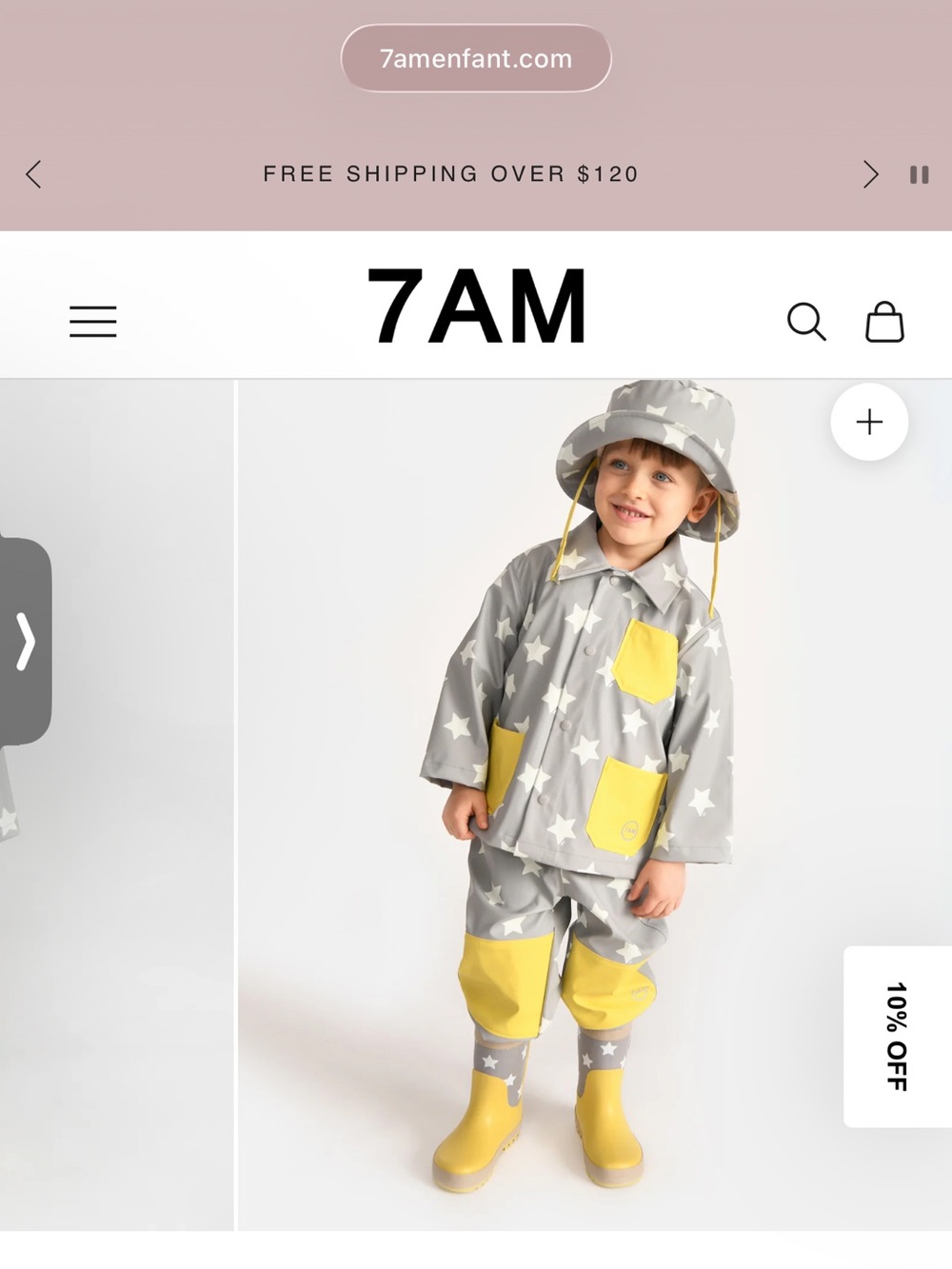 7AM Enfant Grey Star Rain Poncho